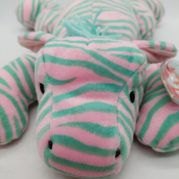 TY Pillow Pals Zulu the Zebra 14" Pink Blue Plush Stuffed Animal 1996 - Picture 2 of 10